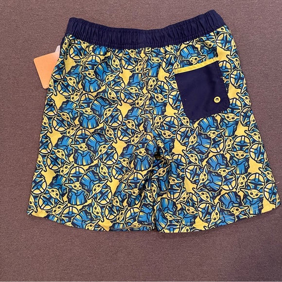 NWT “The Child” Kids Swim Trunks. Blue and Green Faux Fastener, Elastic Waist - Picture 2 of 4